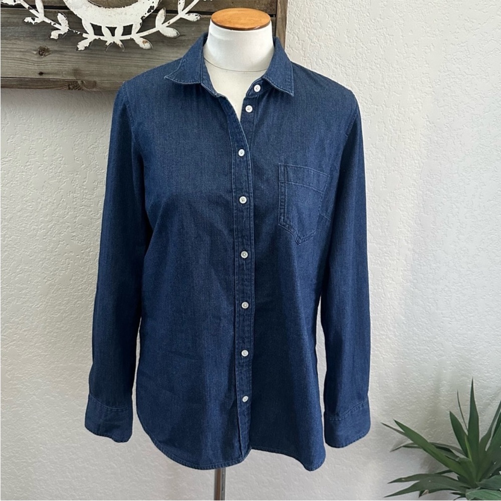 J Crew Dark Denim Chambray Button Down
